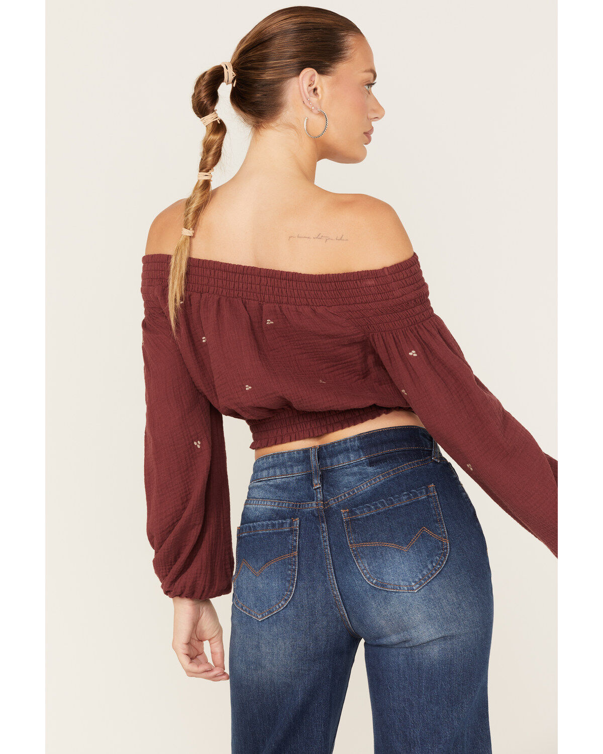 Shyanne Women's Off-Shoulder Embroidered Crop Top