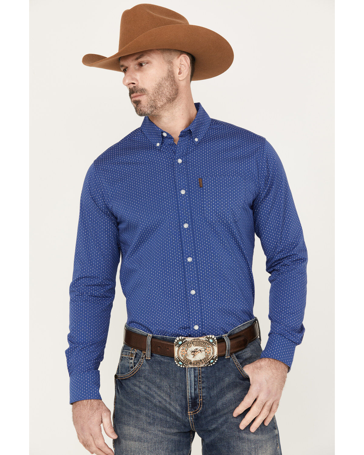Ariat Men's Ditsy Stretch Modern Fit Button-Down Long Sleeve Western Shirt