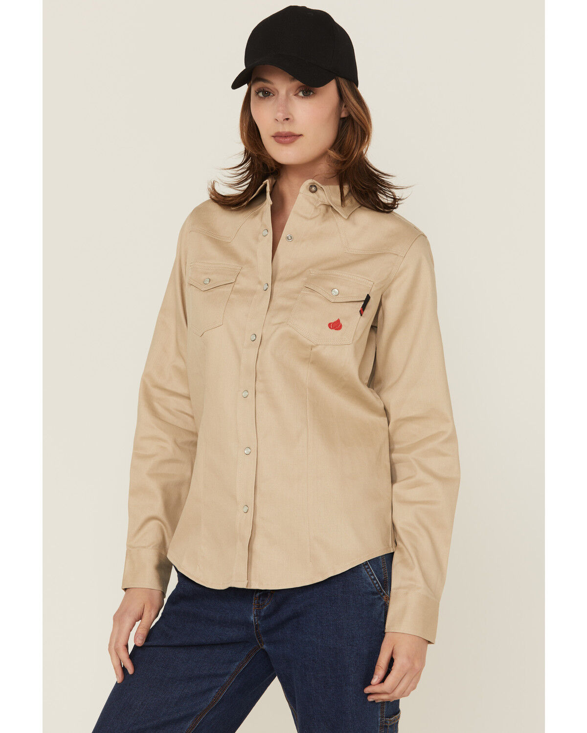 Forge Workwear Women's FR Solid Long Sleeve Snap Stretch Work Shirt