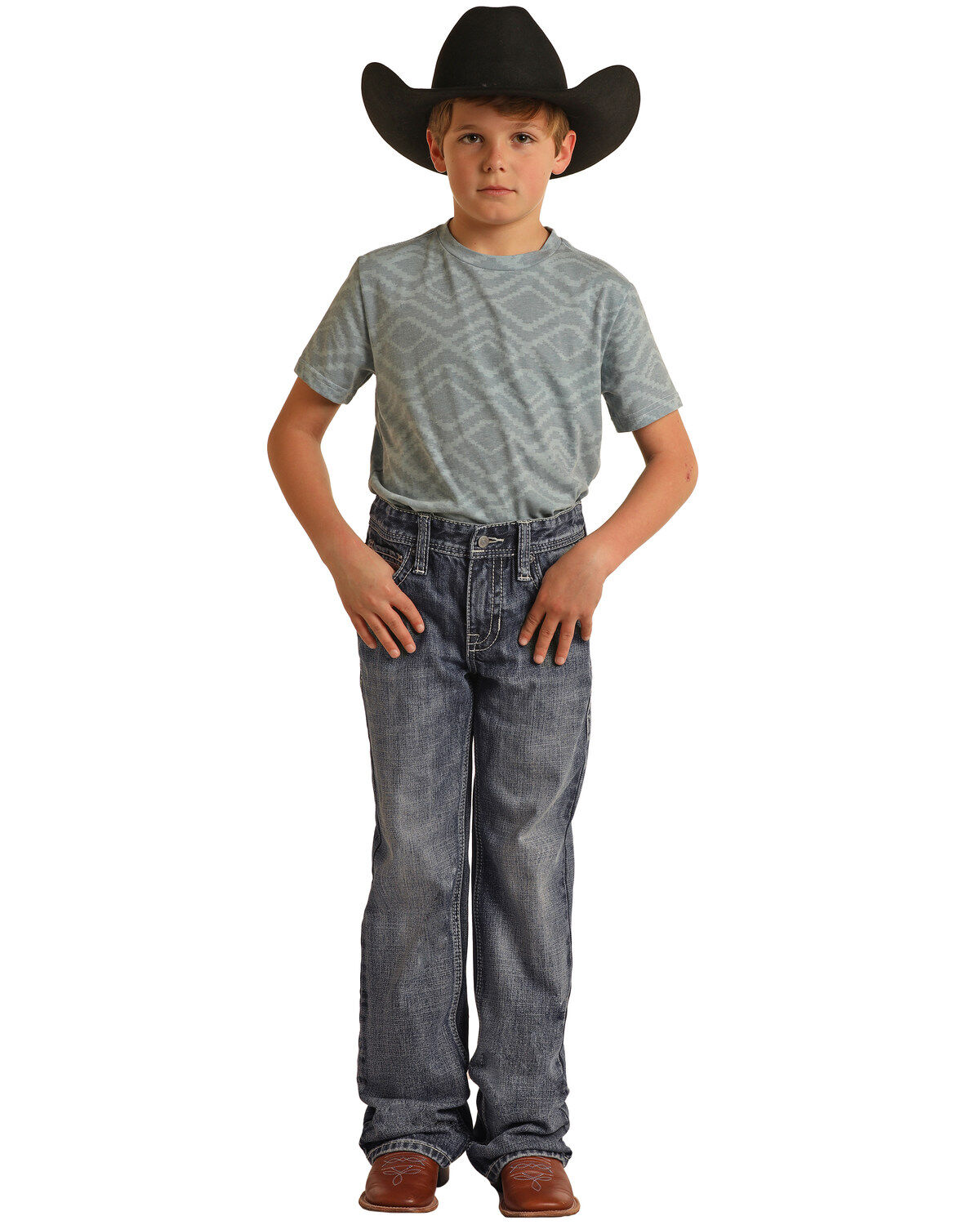 Rock & Roll Denim Boys' Medium Washed Down Bootcut Jeans