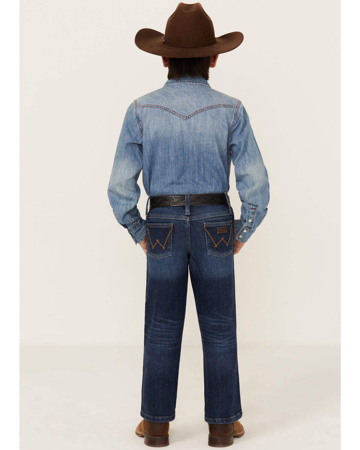 Wrangler Retro Little Boys' Troxler Dark Wash Relaxed Bootcut Stretch Denim Jeans