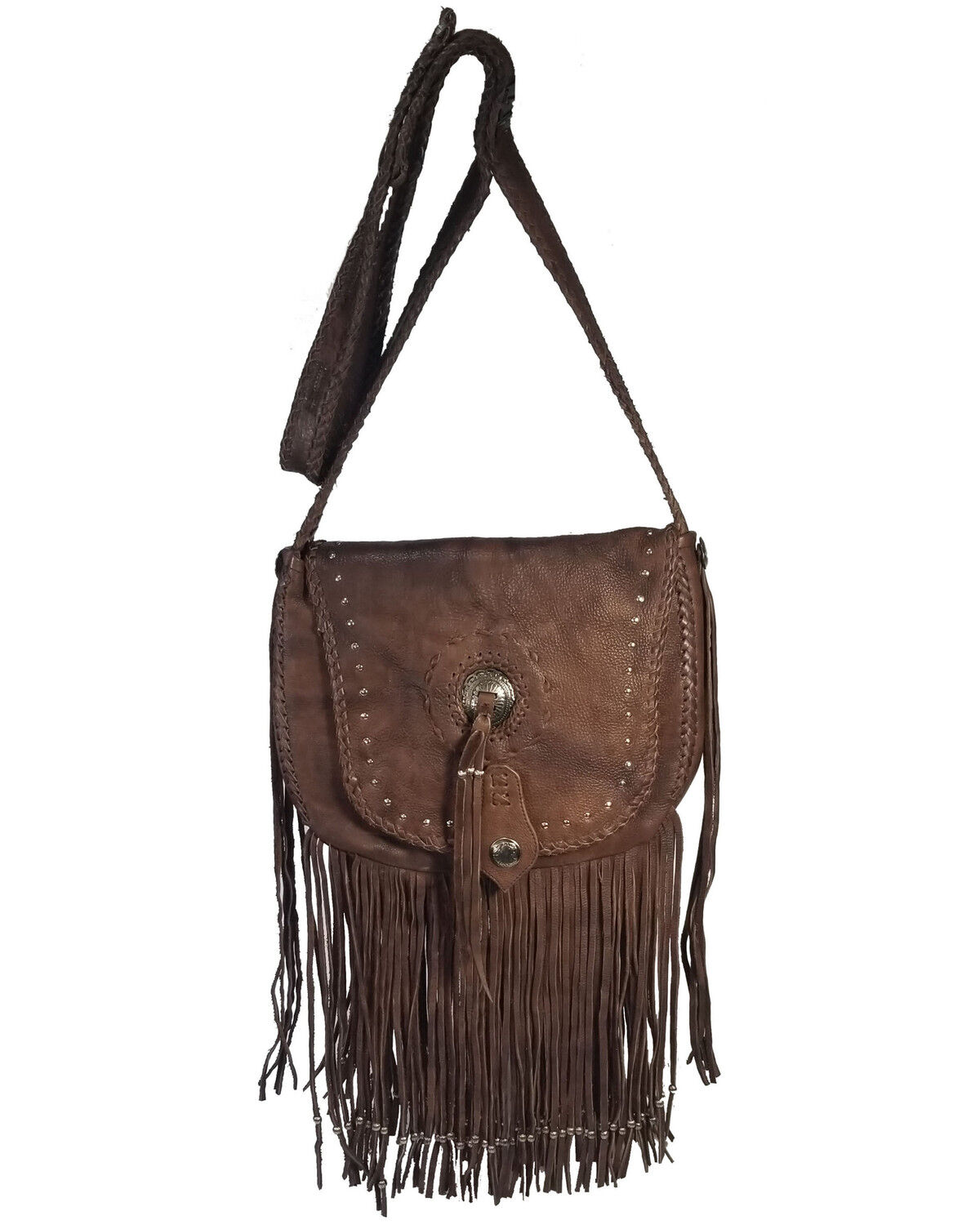 Kobler Leather Women's Concho Fringe Crossbody Bag