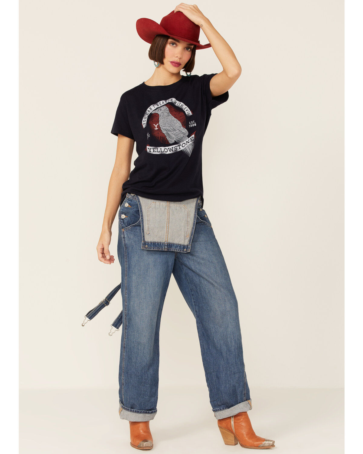 Paramount Network's Yellowstone Women's Navy Can't Reason with Evil Graphic Tee
