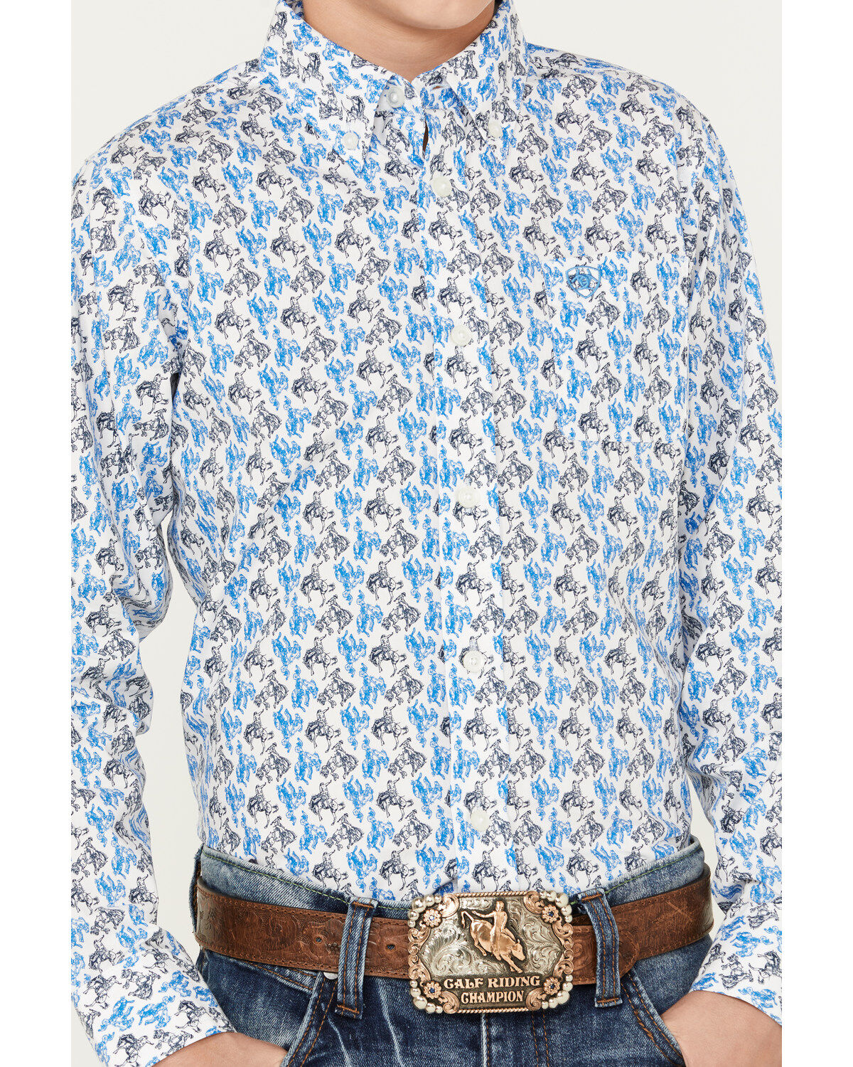 Ariat Boys' Pro Series Bronco Print Long Sleeve Button-Down Western Shirt