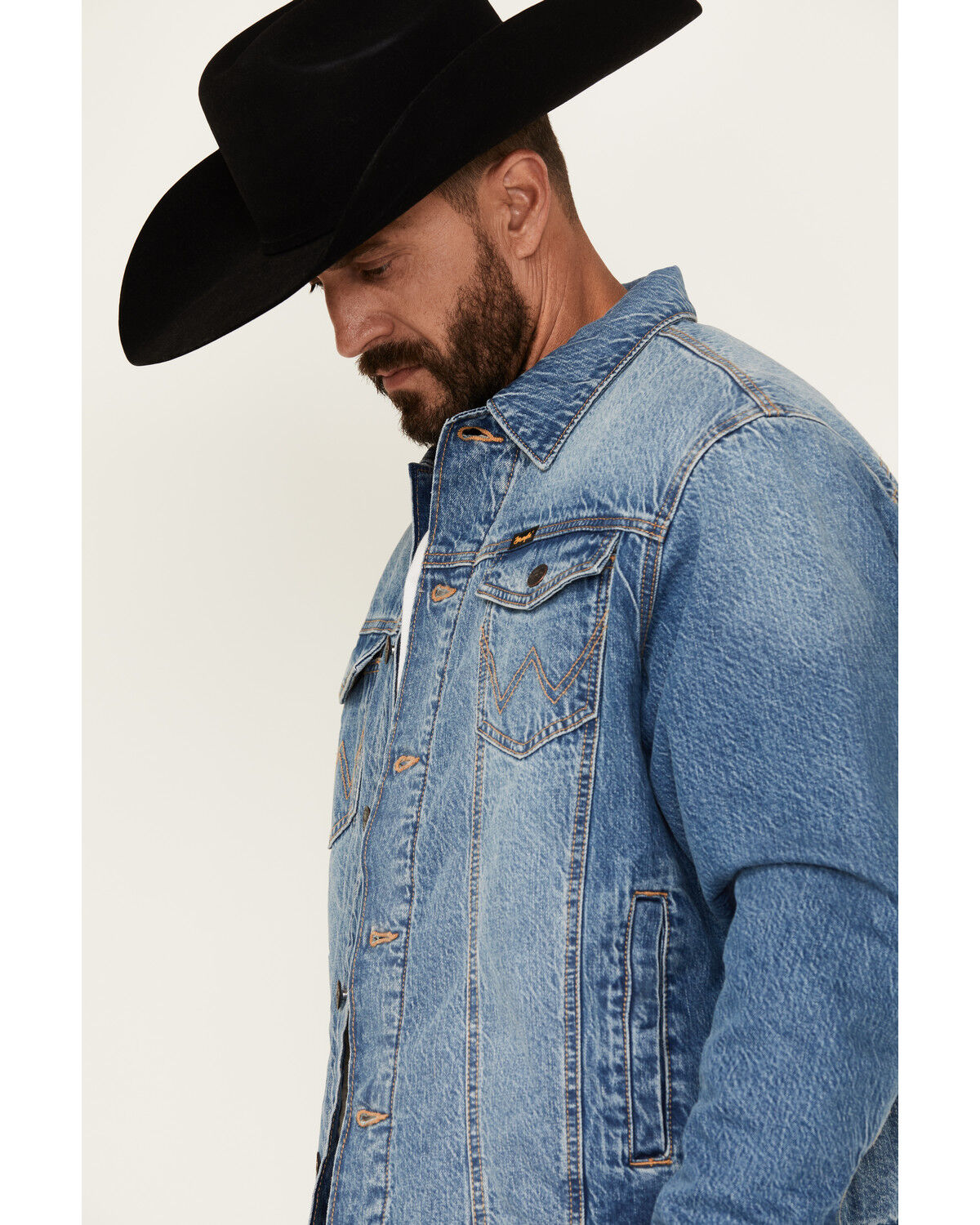 Wrangler Retro Men's Sherpa Lined Light Wash Denim Jacket