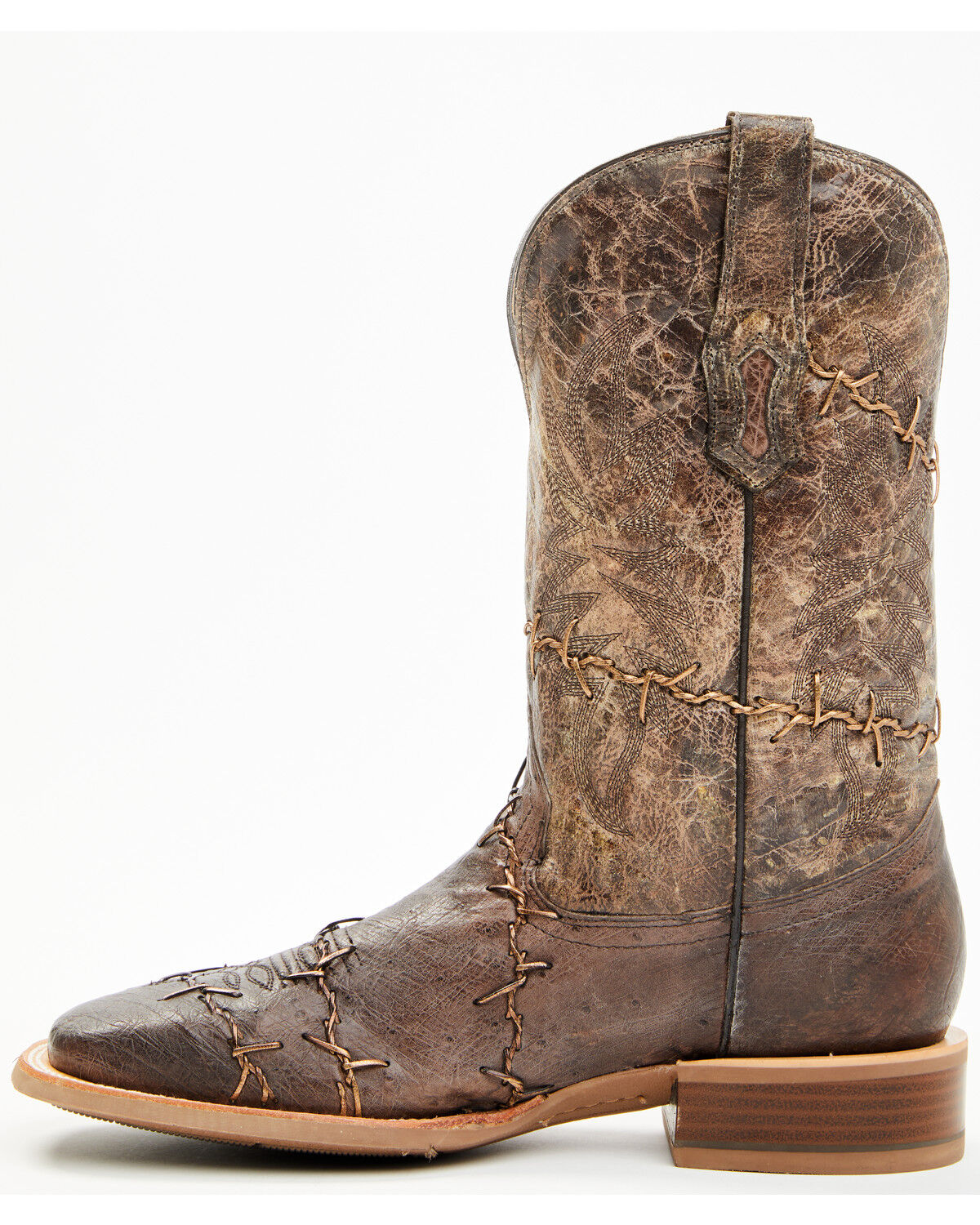 Corral Men's Exotic Ostrich Barbed Wire Western Boots - Broad Square Toe