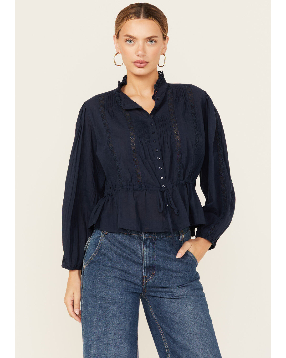 Free People Women's Best Of Me Long Sleeve Button-Down Blouse