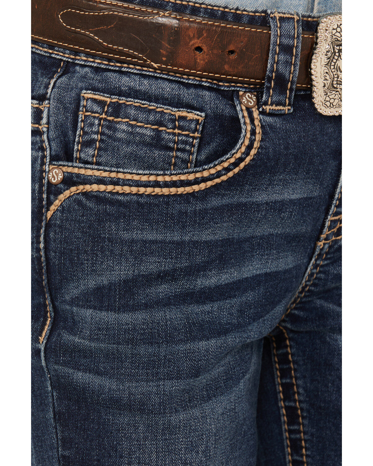 Shyanne Girls' Dark Wash Arrow Embroidered Stretch Bootcut Jeans