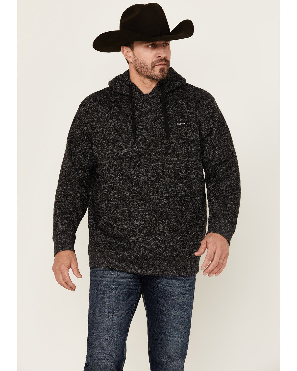 Hooey Men's Jimmy Speckled Henley Hooded Pullover