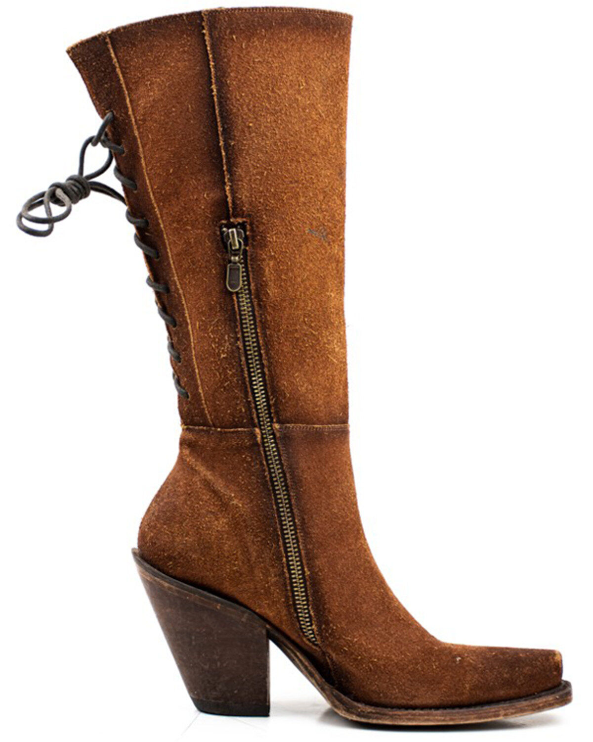 Dan Post Women's Corsette Back Lace Tall Western Leather Boots - Snip Toe