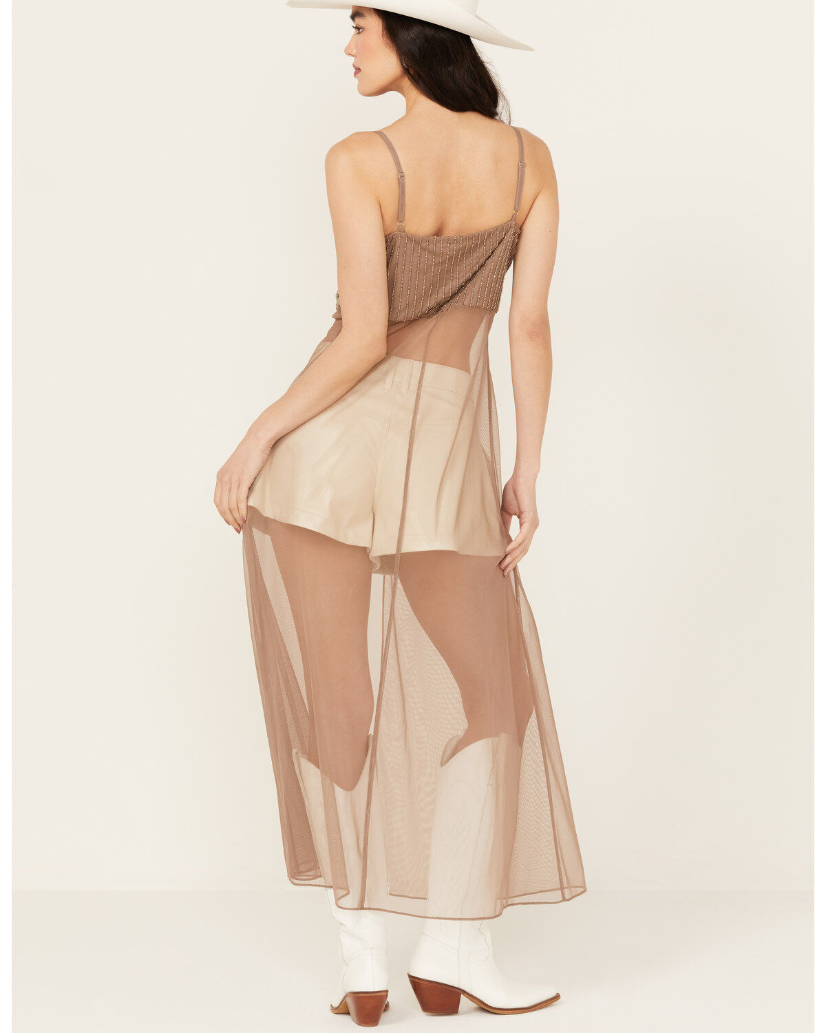 Wonderwest Women's Mountain Trail Embellished Mesh Maxi Cami