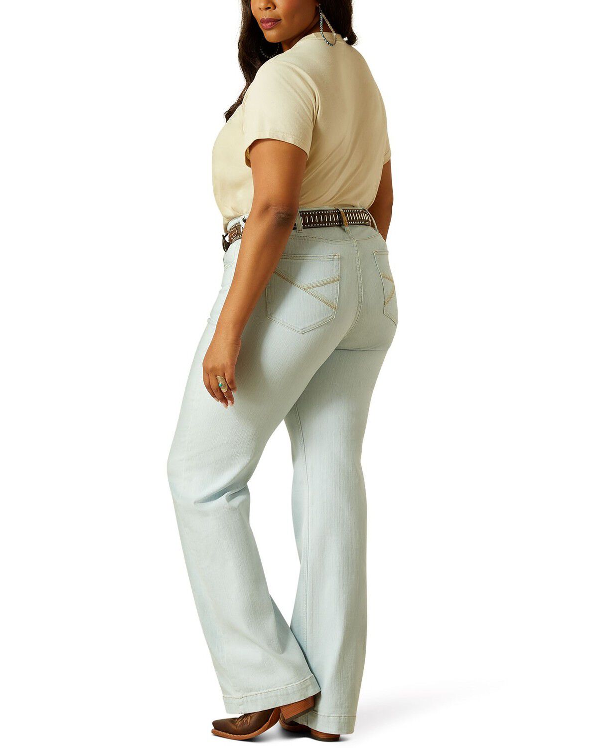 Ariat Women's R.E.A.L. Jordyn Light Wash Perfect Rise Trouser Stretch Denim Jeans - Plus