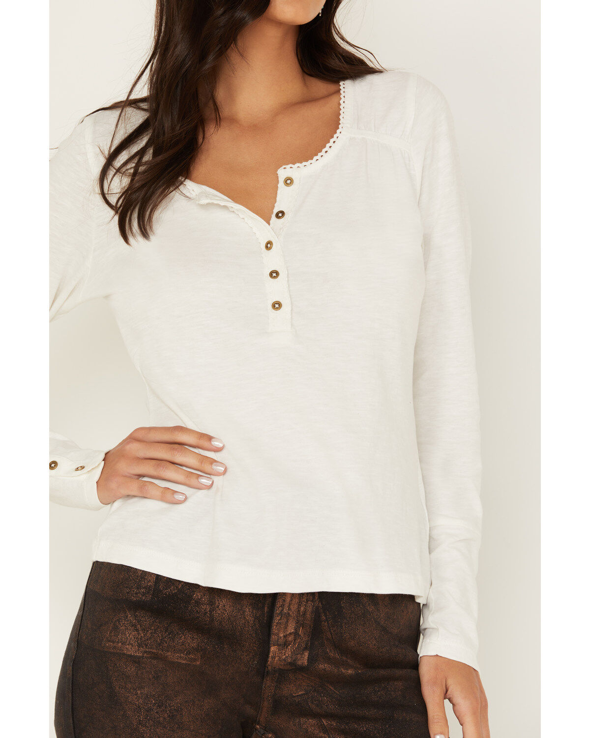 Idyllwind Women's Velvet Trim Henley Shirt