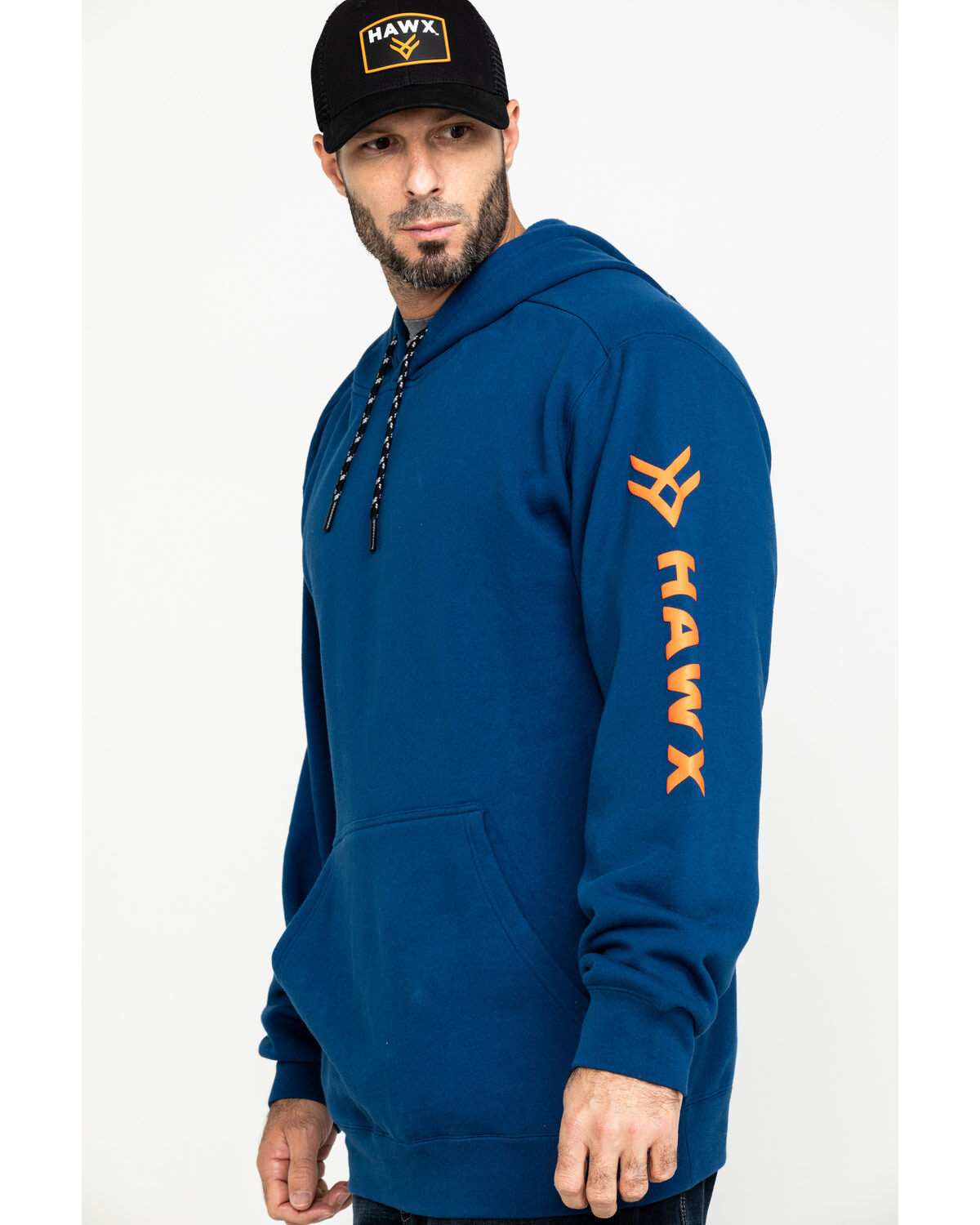 Hawx Men's Logo Sleeve Performance Fleece Hooded Work Sweatshirt
