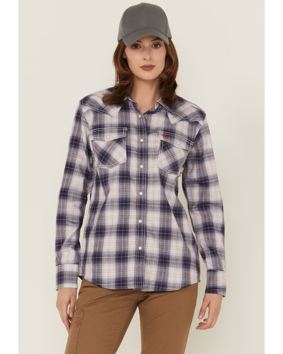 Ariat Women's FR Heritage Plaid Print Long Sleeve Snap Work Shirt