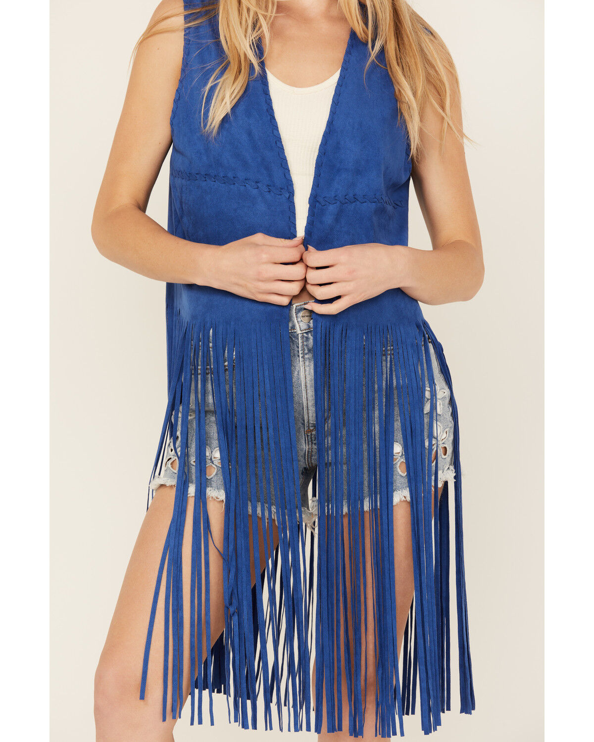 Fornia Women's Faux Suede Fringe Vest
