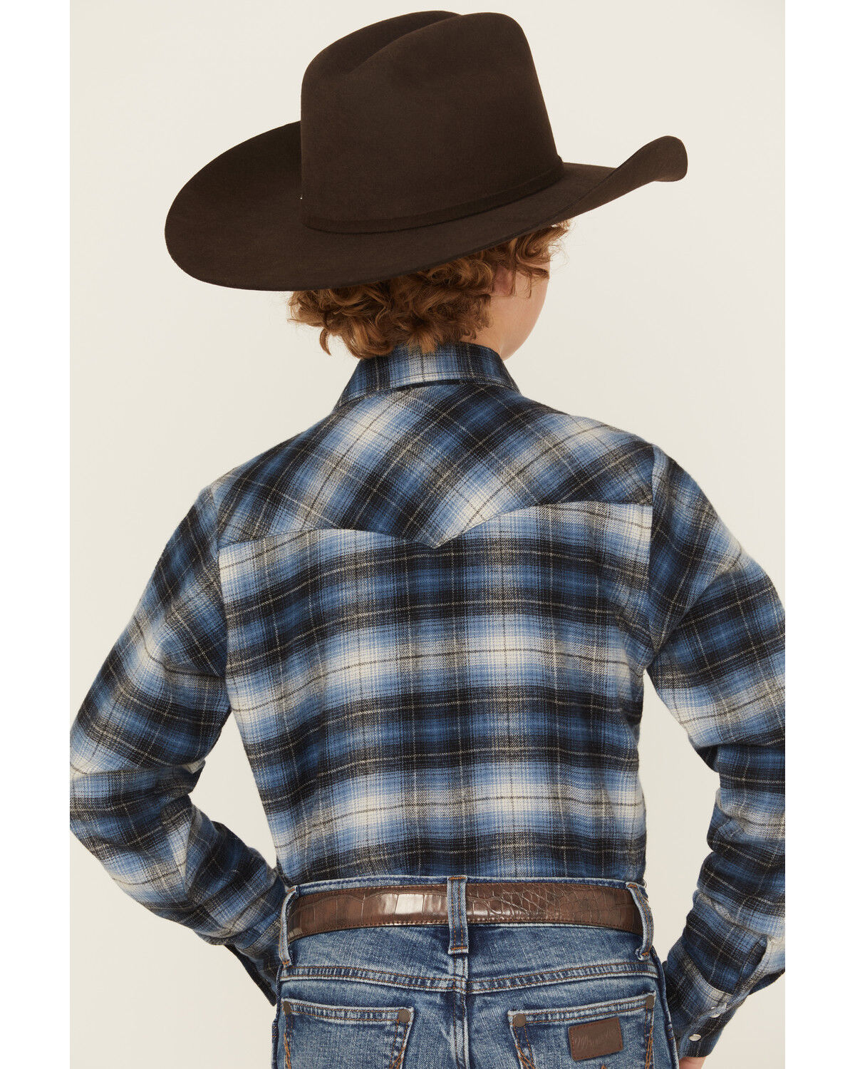 Ely Walker Boy's Plaid Print Long Sleeve Snap Flannel Shirt