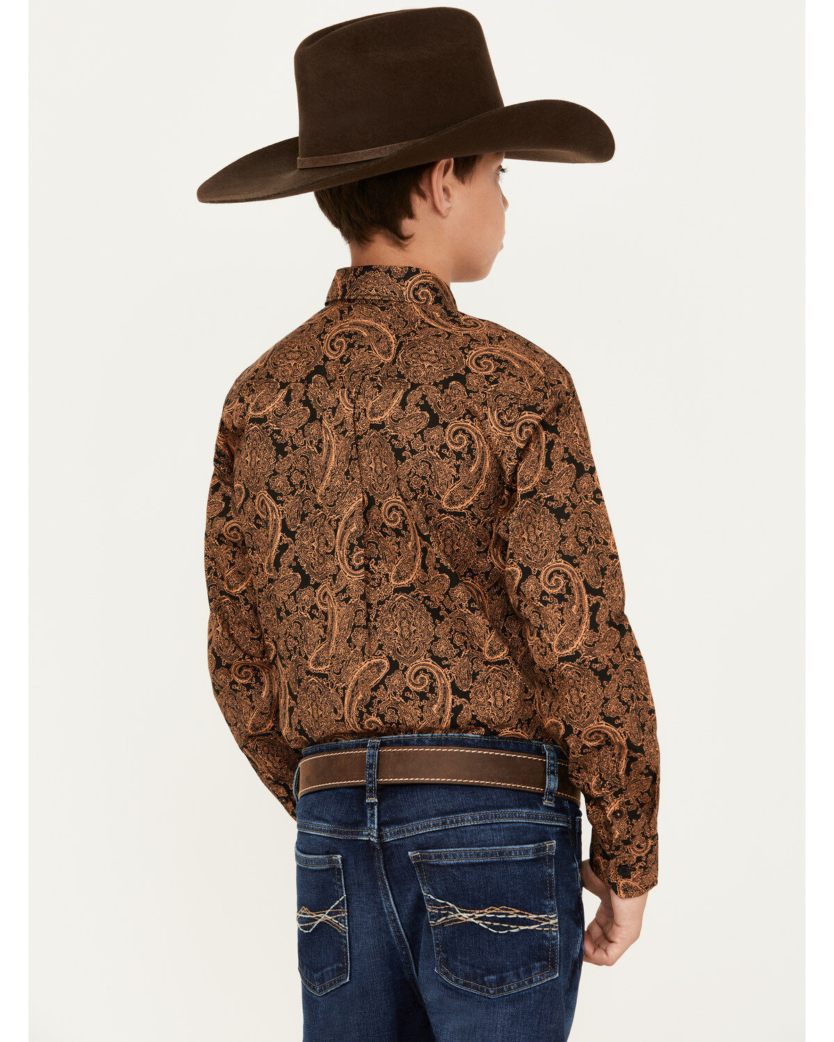 Cinch Boys' Paisley Print Long Sleeve Button Down Western Shirt