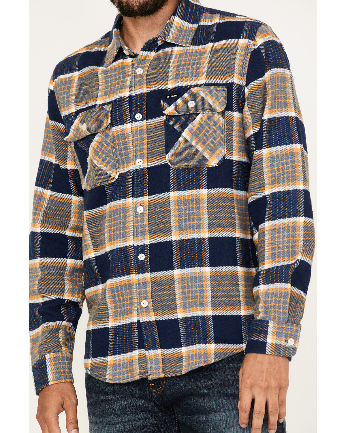 Brixton Men's Bowery Plaid Print Long Sleeve Button-Down Flannel Shirt