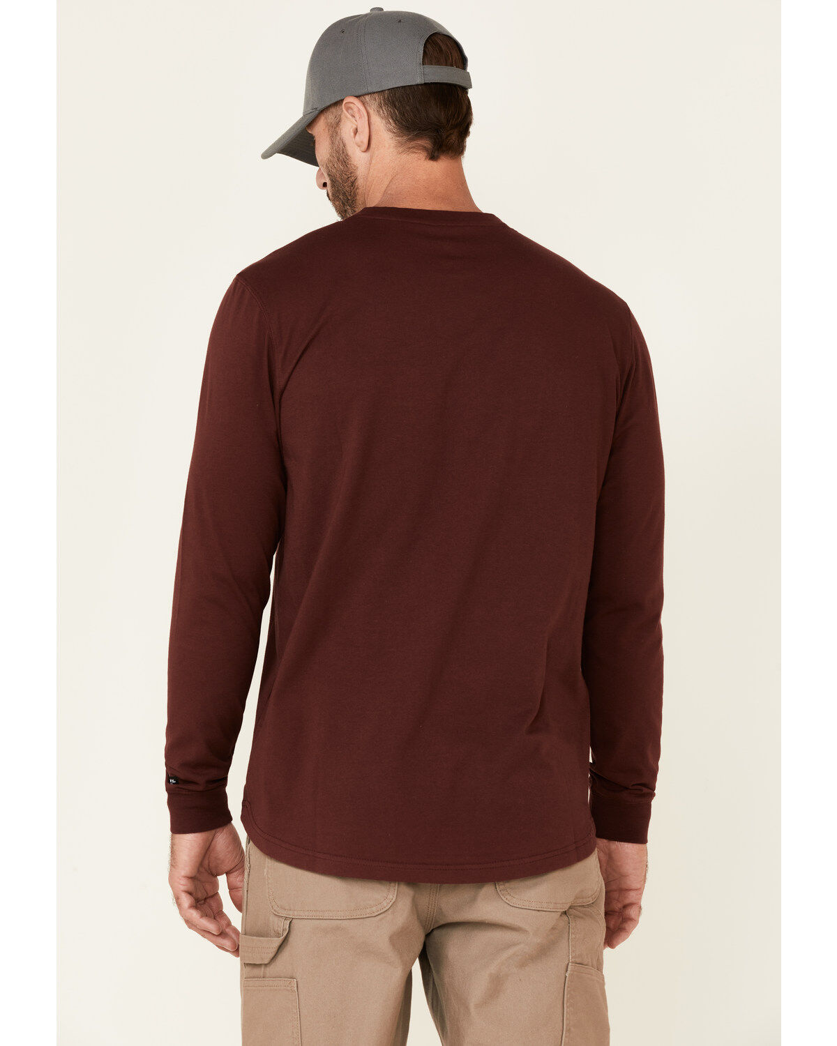 Hawx Men's Dark Red Original Pocket Long Sleeve Work T-Shirt