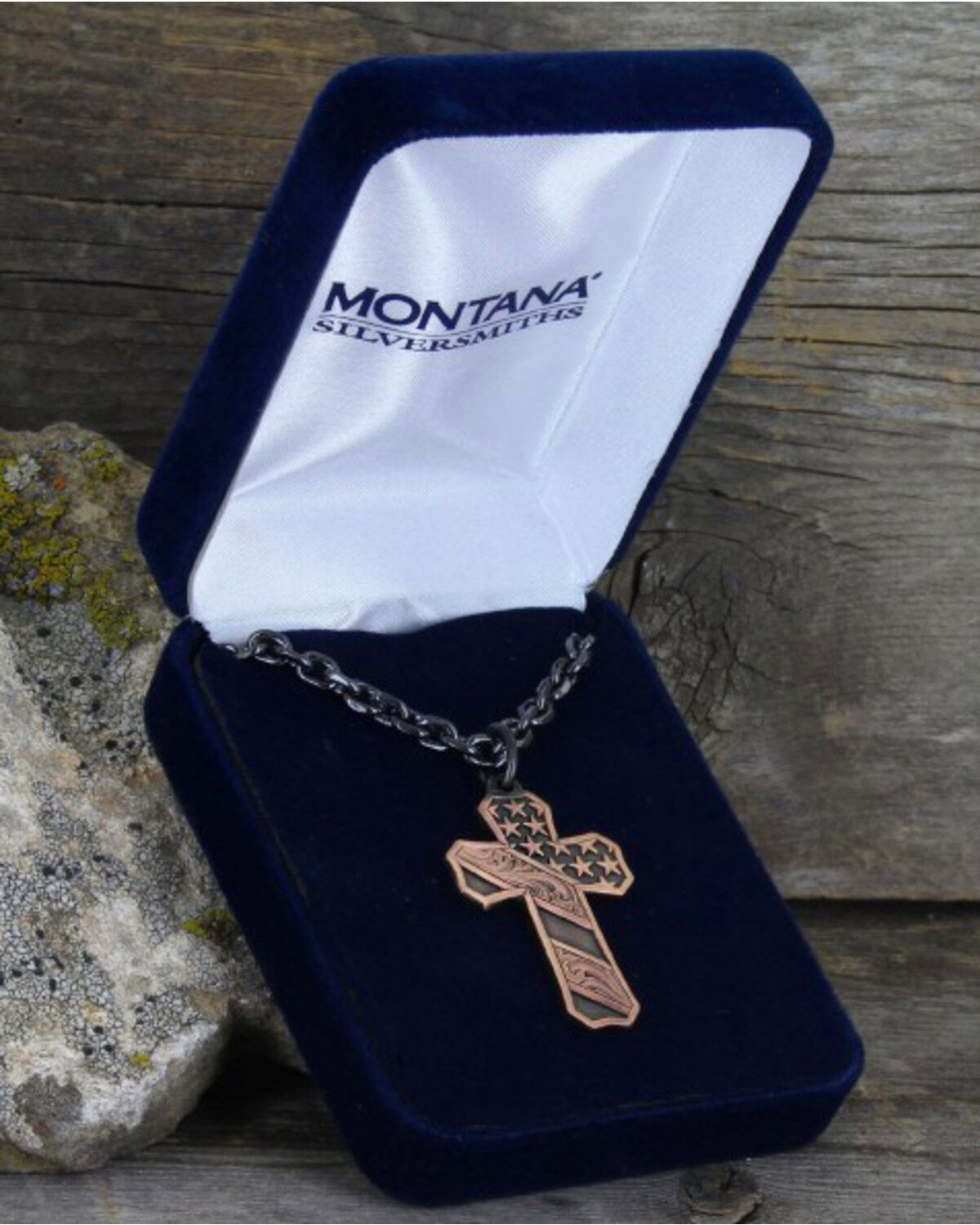 Montana Silversmiths Men's Nickel Faded Glory Cross Necklace