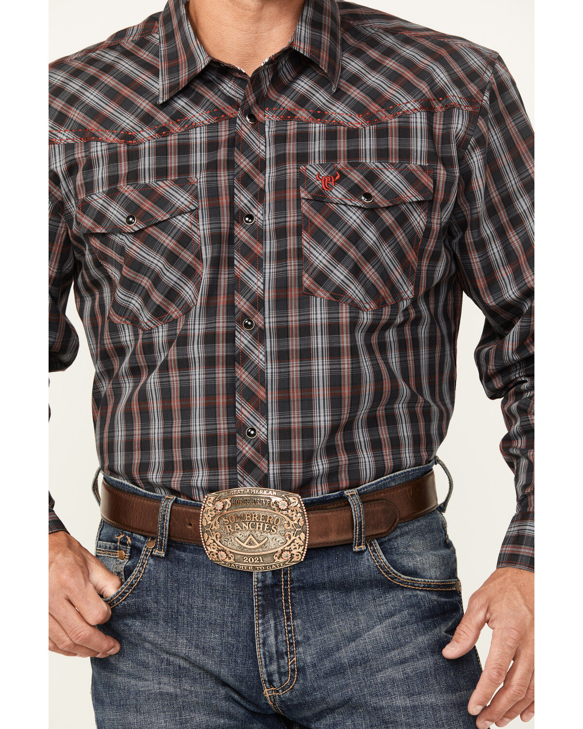 Cowboy Hardware Men's Arroyo Plaid Print Long Sleeve Snap Western Shirt