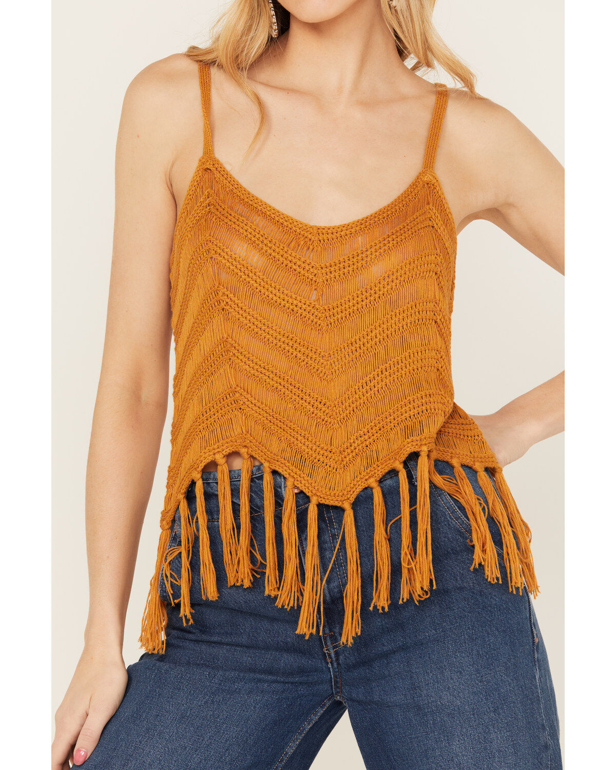 Rock & Roll Denim Women's Crochet Fringe Tank