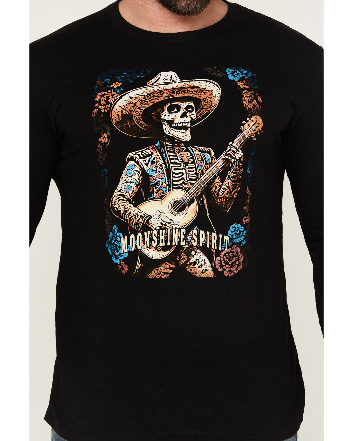 Moonshine Spirit Men's Solo Guitarist Long Sleeve Graphic T-Shirt