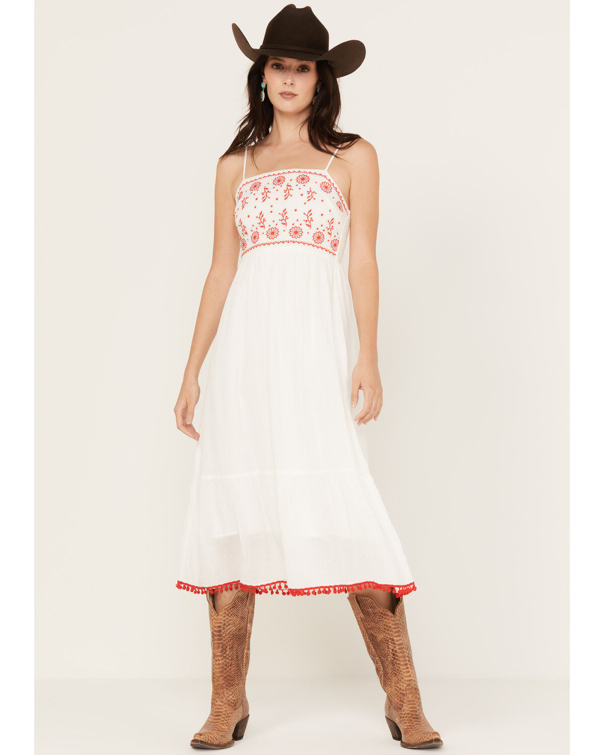 Yura Women's Sleeveless Embroidered Midi Dress