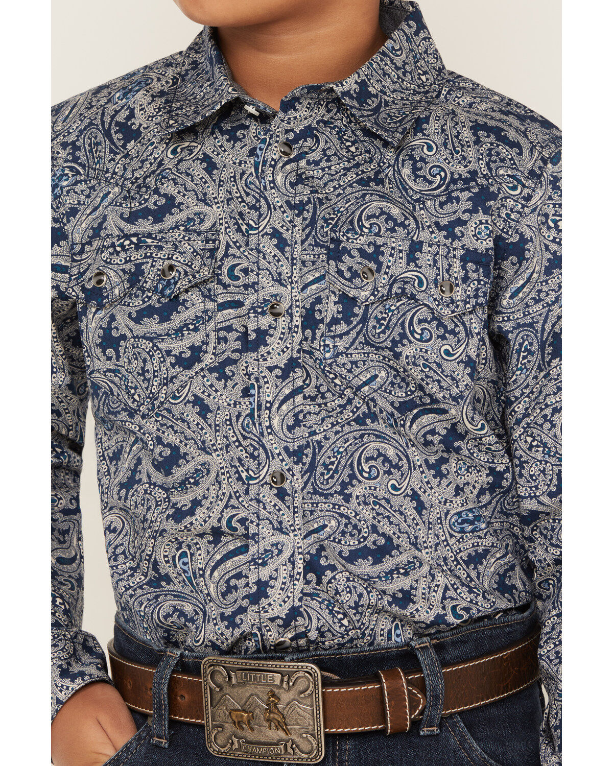 Cody James Boys' Paisley Print Long Sleeve Snap Western Shirt