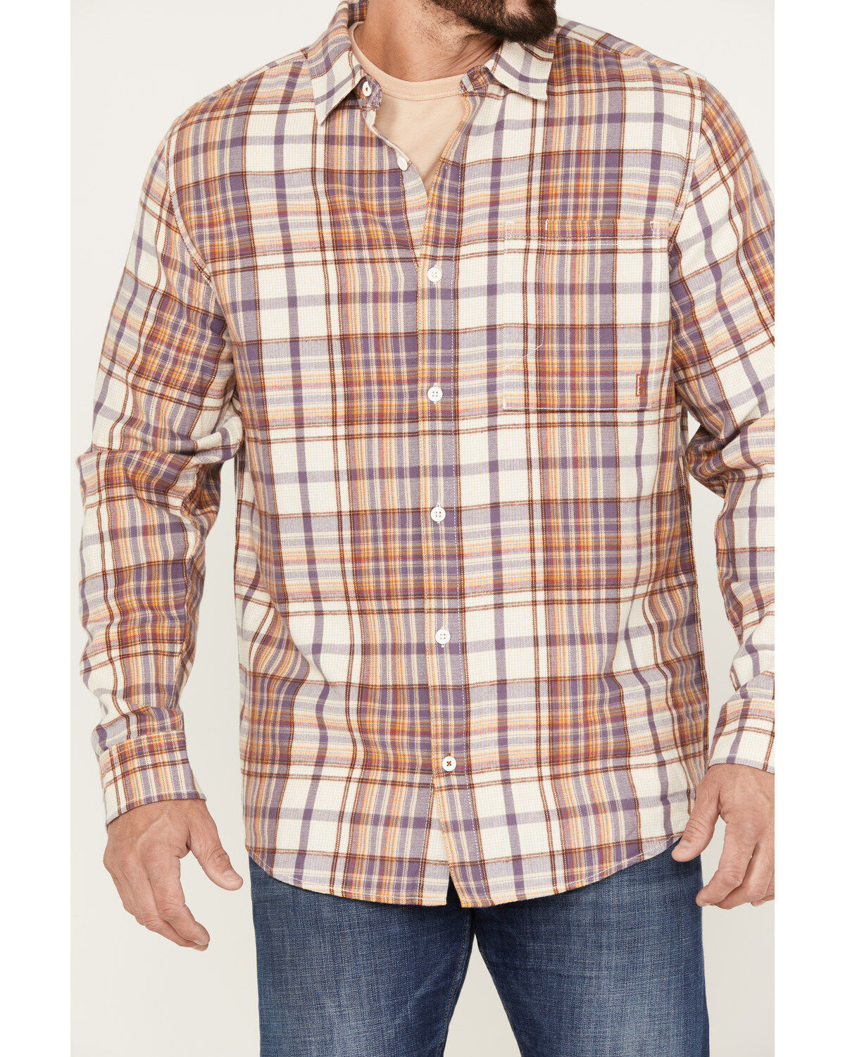 Brothers and Sons Men's Casual Plaid Print Long Sleeve Woven Shirt