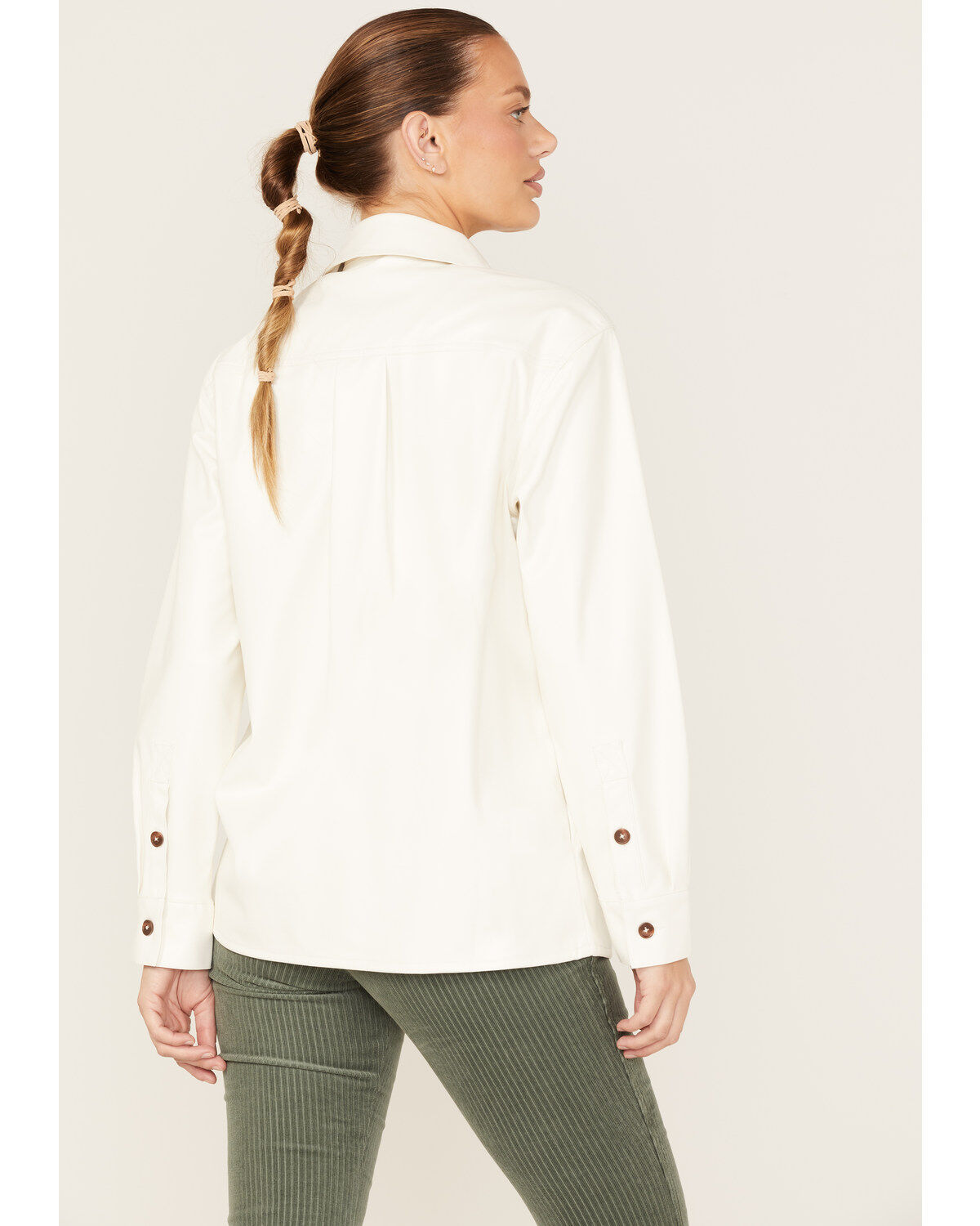 Cleo + Wolf Women's Oversized Solid Faux Leather Shacket