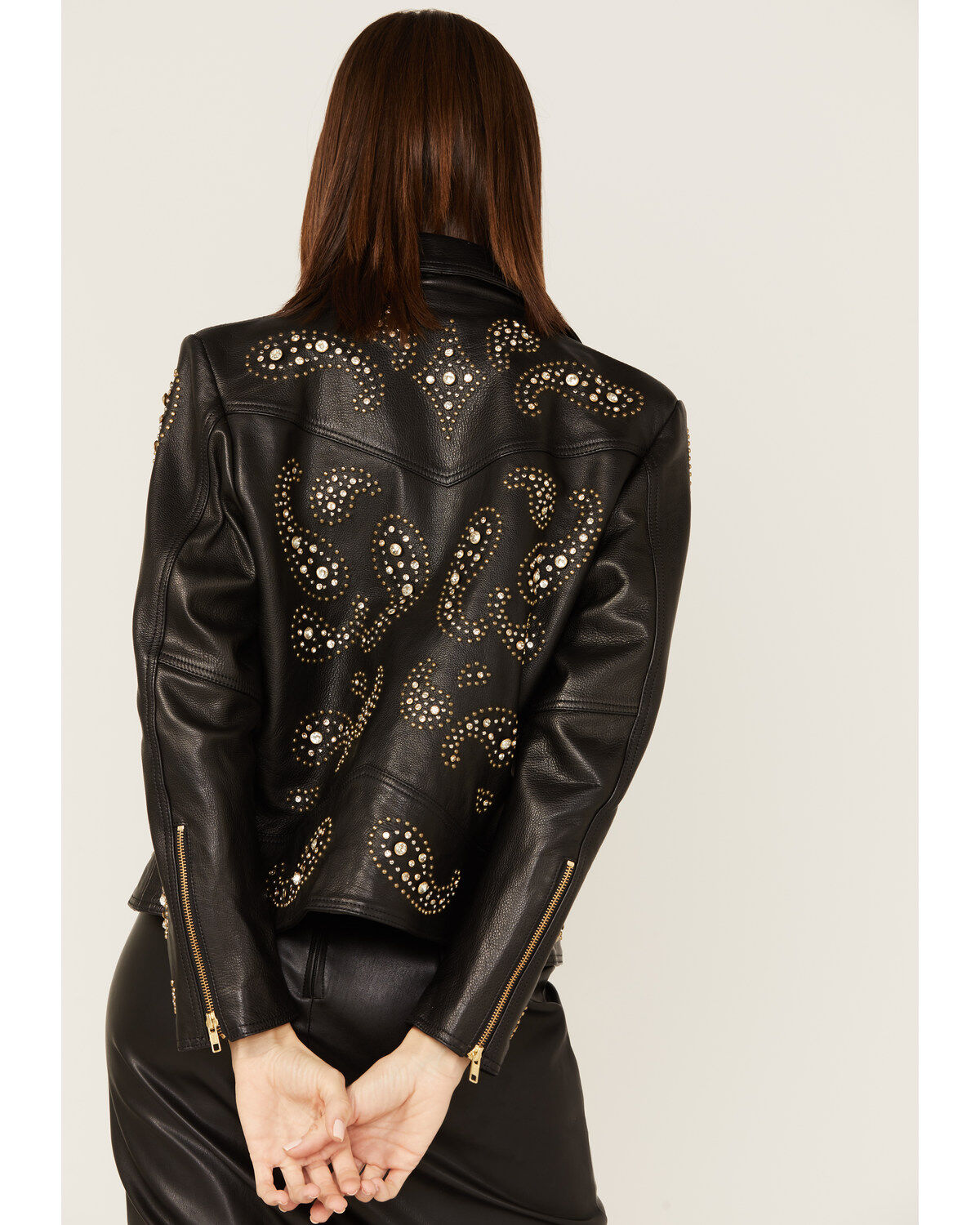 Boot Barn X Understated Leather Rhinestone Leather Moto Jacket