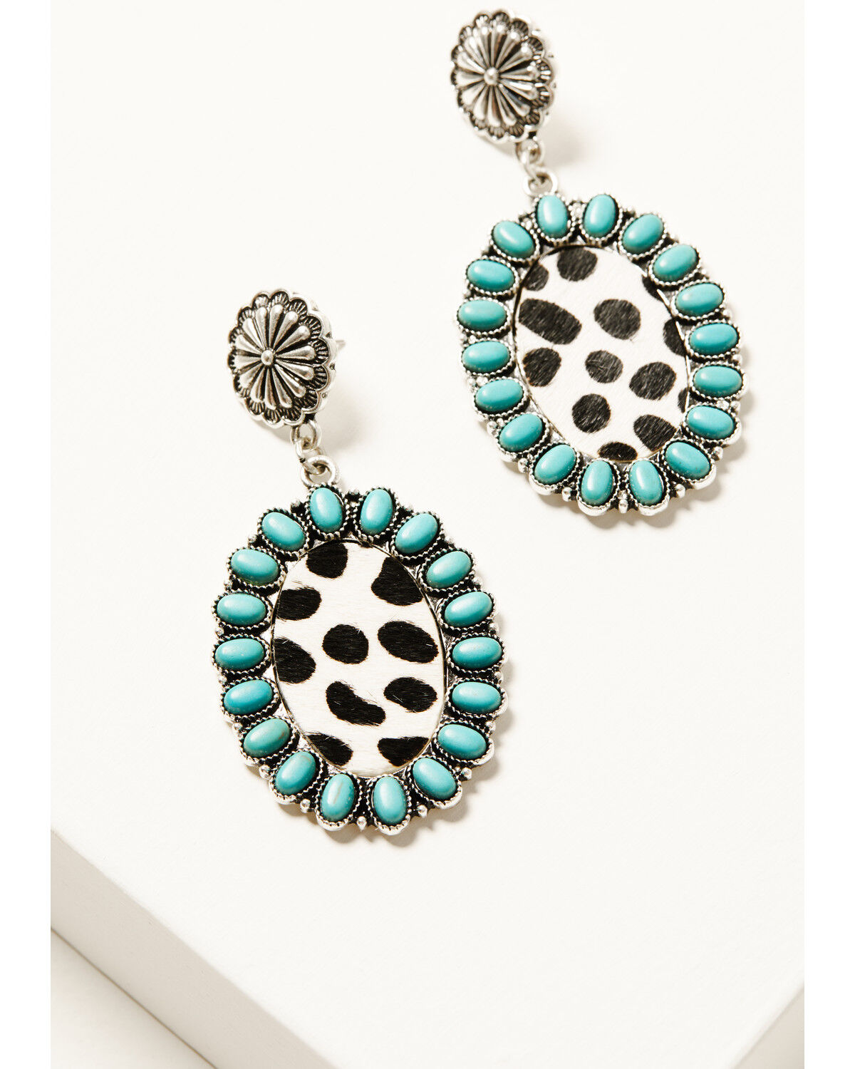 Shyanne Women's Cowhide Oval Statement Earrings