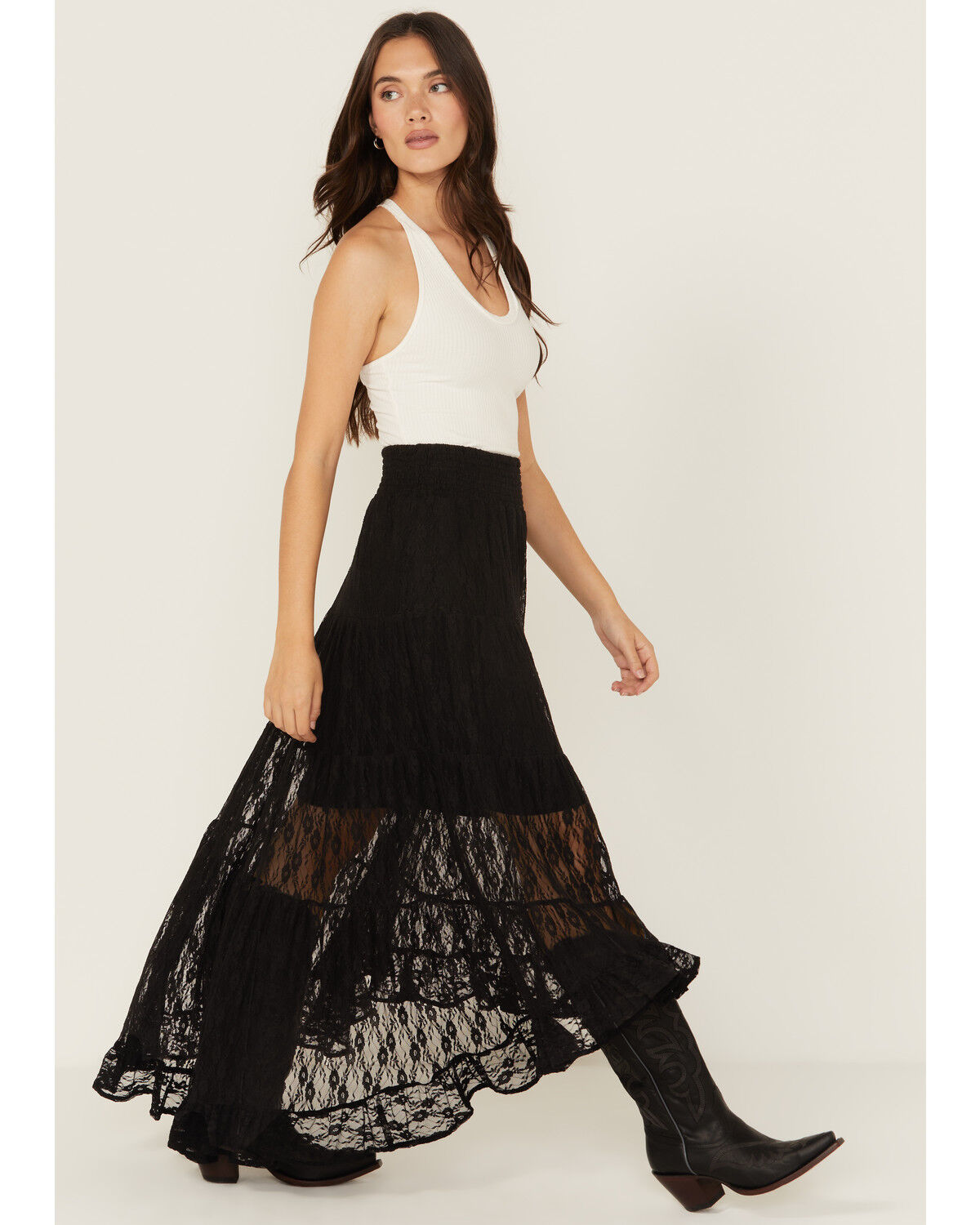 Wild Moss Women's Lace High-Low Skirt