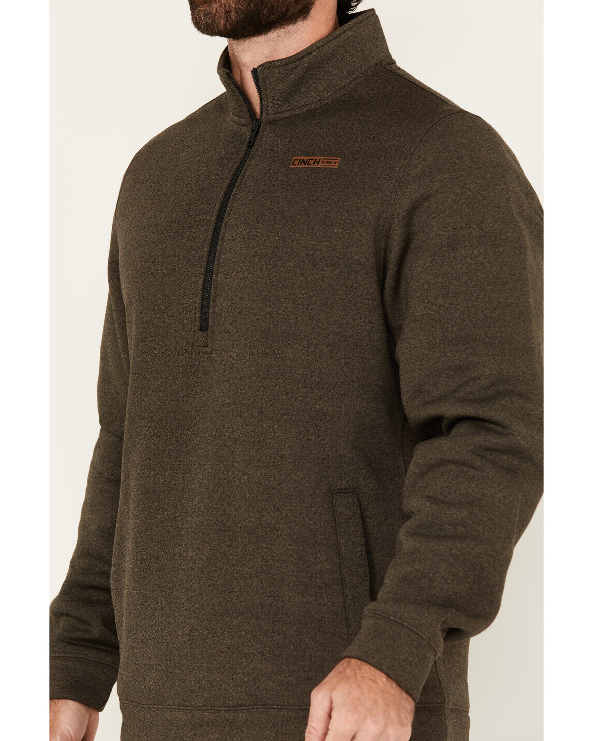 Cinch Men's Solid Quarter Zip Long Sleeve Pullover