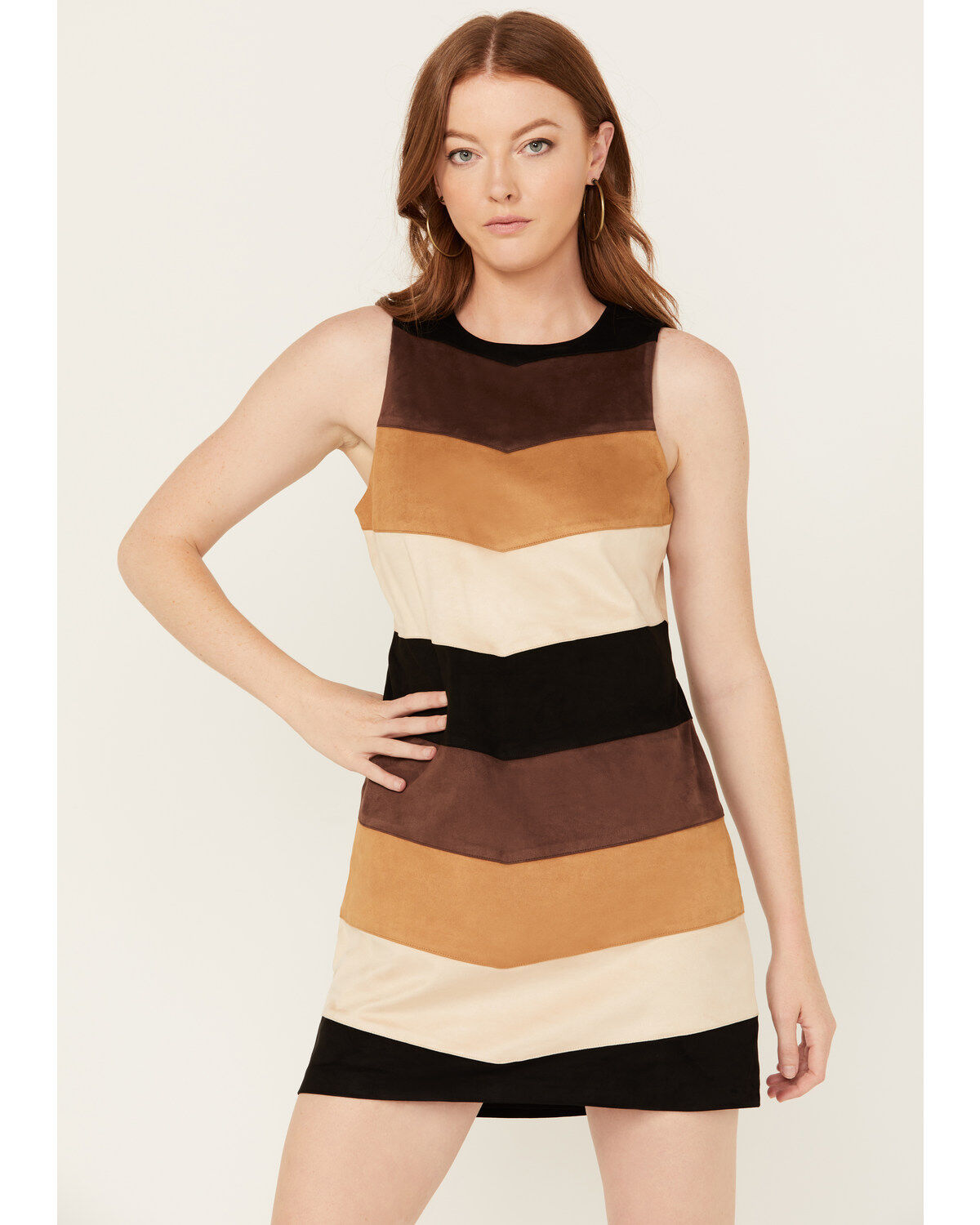 Show Me Your Mumu Women's Faux Suede Chevron Mod Mini Dress