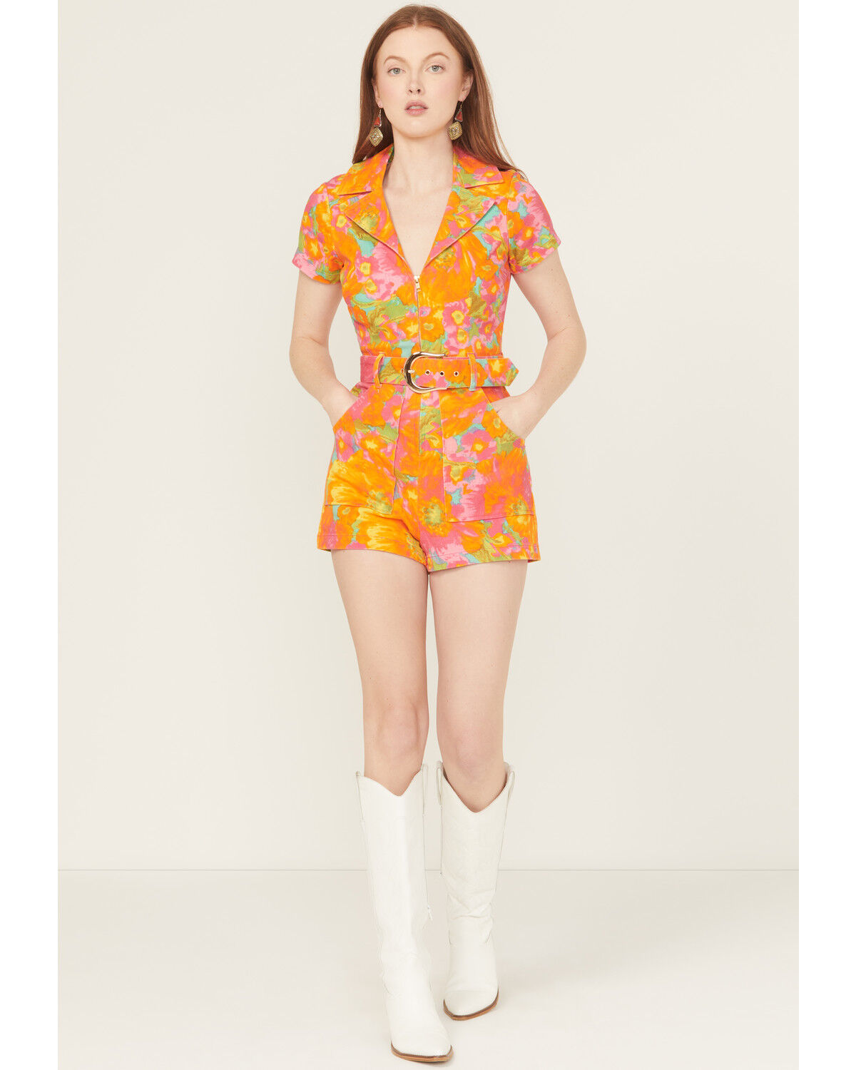 Show Me Your Mumu Women's Outlaw Floral Print Short Sleeve Romper