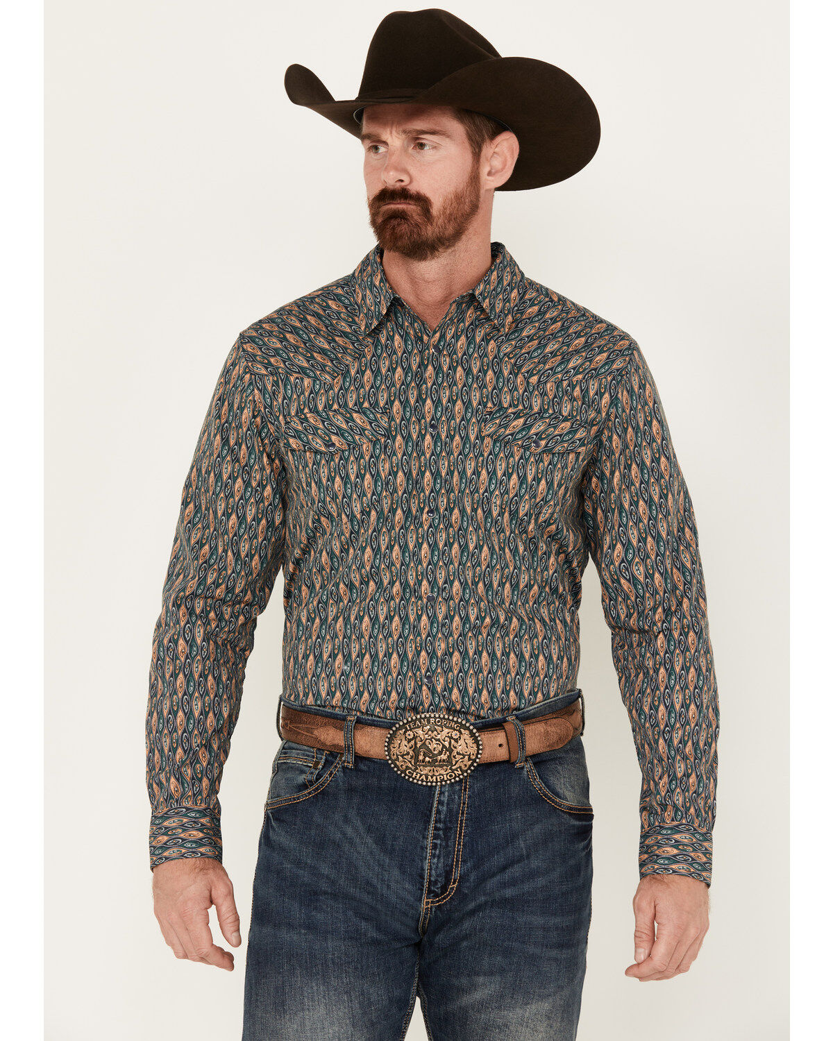 Gibson Trading Co Men's Remnant Paisley Print Long Sleeve Snap Western Shirt