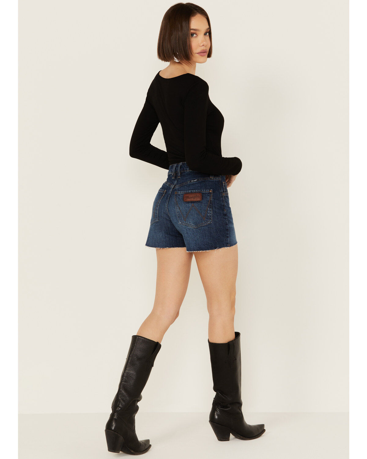 Wrangler Retro Women's Dark Wash Bailey High Rise Cutoff Denim Shorts