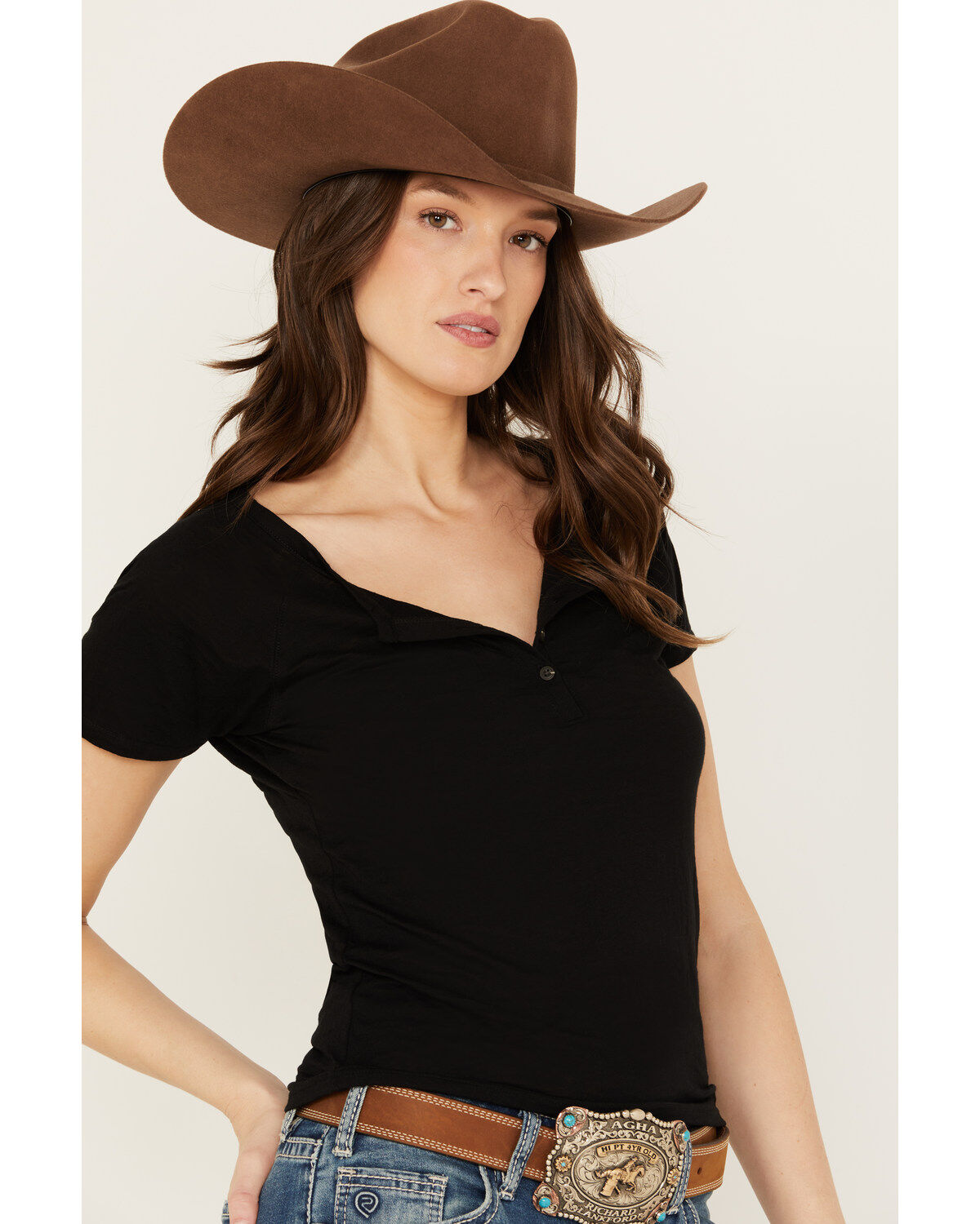 RANK 45® Women's Burnout Henley Tee