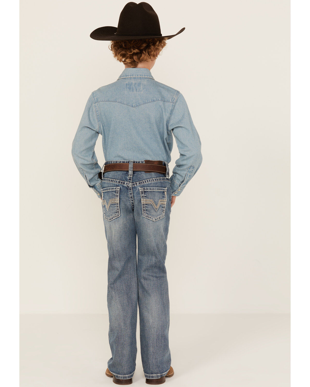 Panhandle Boys' Light Wash Vintage Bootcut Denim Jeans