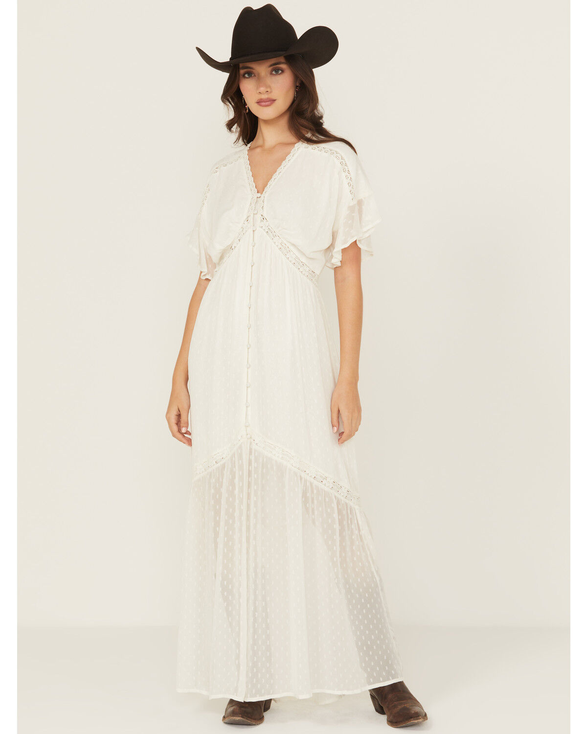 Shyanne Women's Lace Inset High-Low Maxi Dress