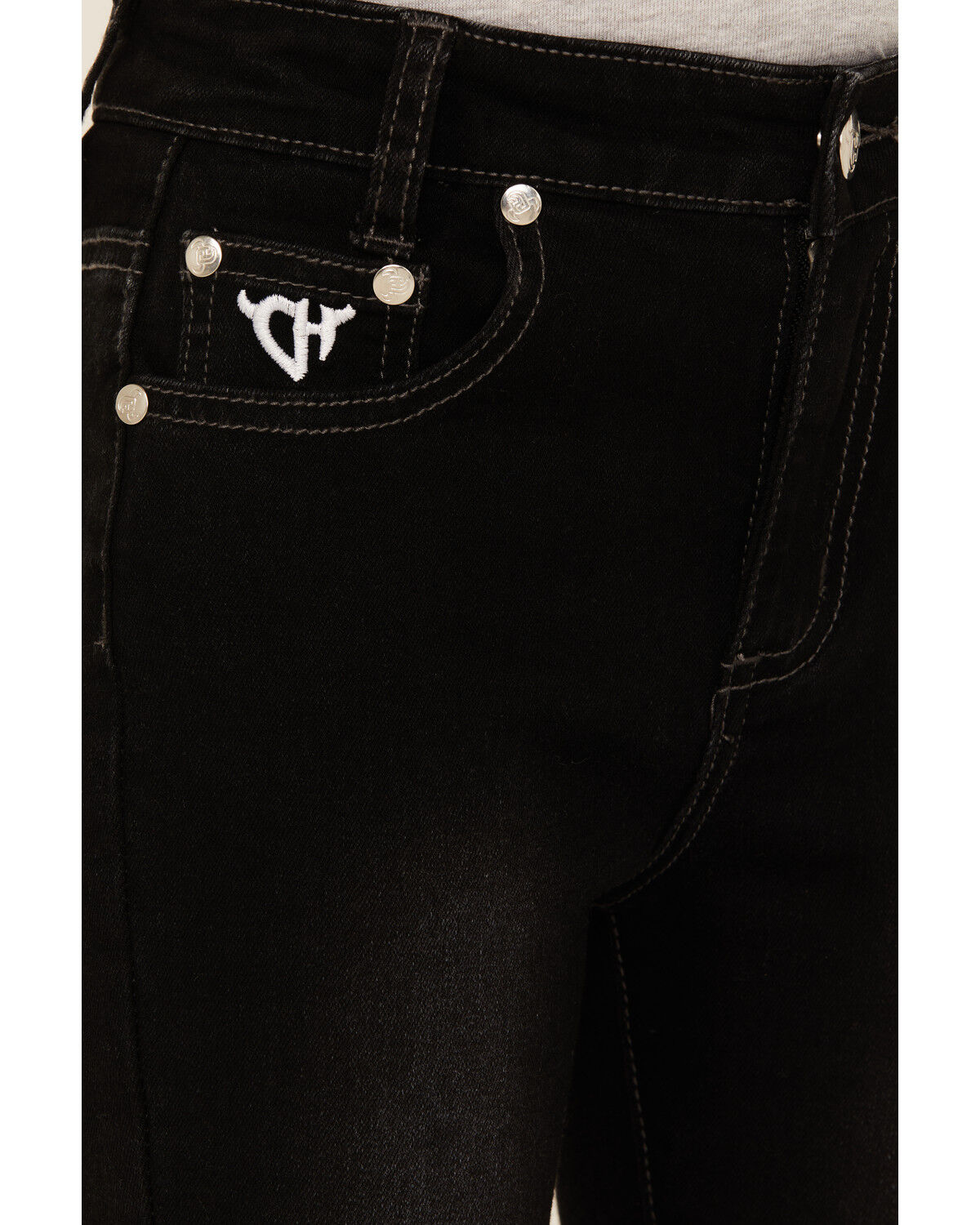 Cowgirl Hardware Girls' Side Fringe Bell Bottom Stretch Denim Jeans