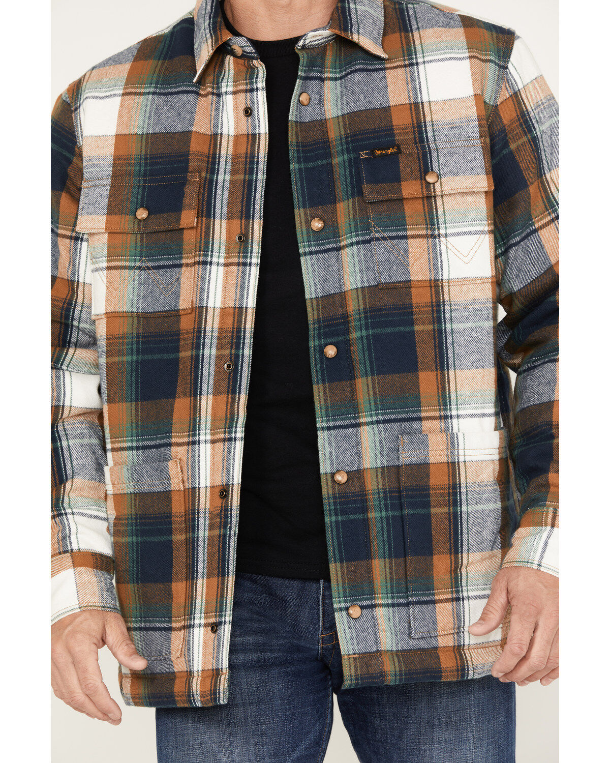Wrangler Men's Sherpa Lined Flannel Shirt Jacket