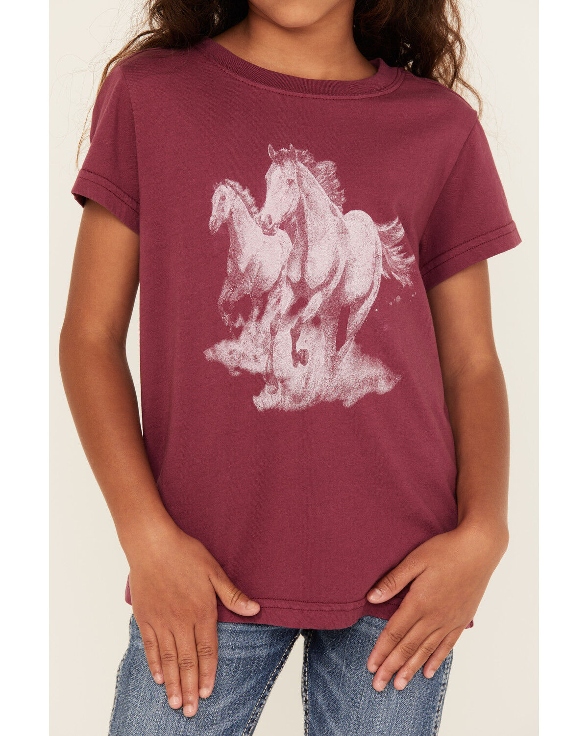 Shyanne Girls' Running Horses Short Sleeve Graphic Tee