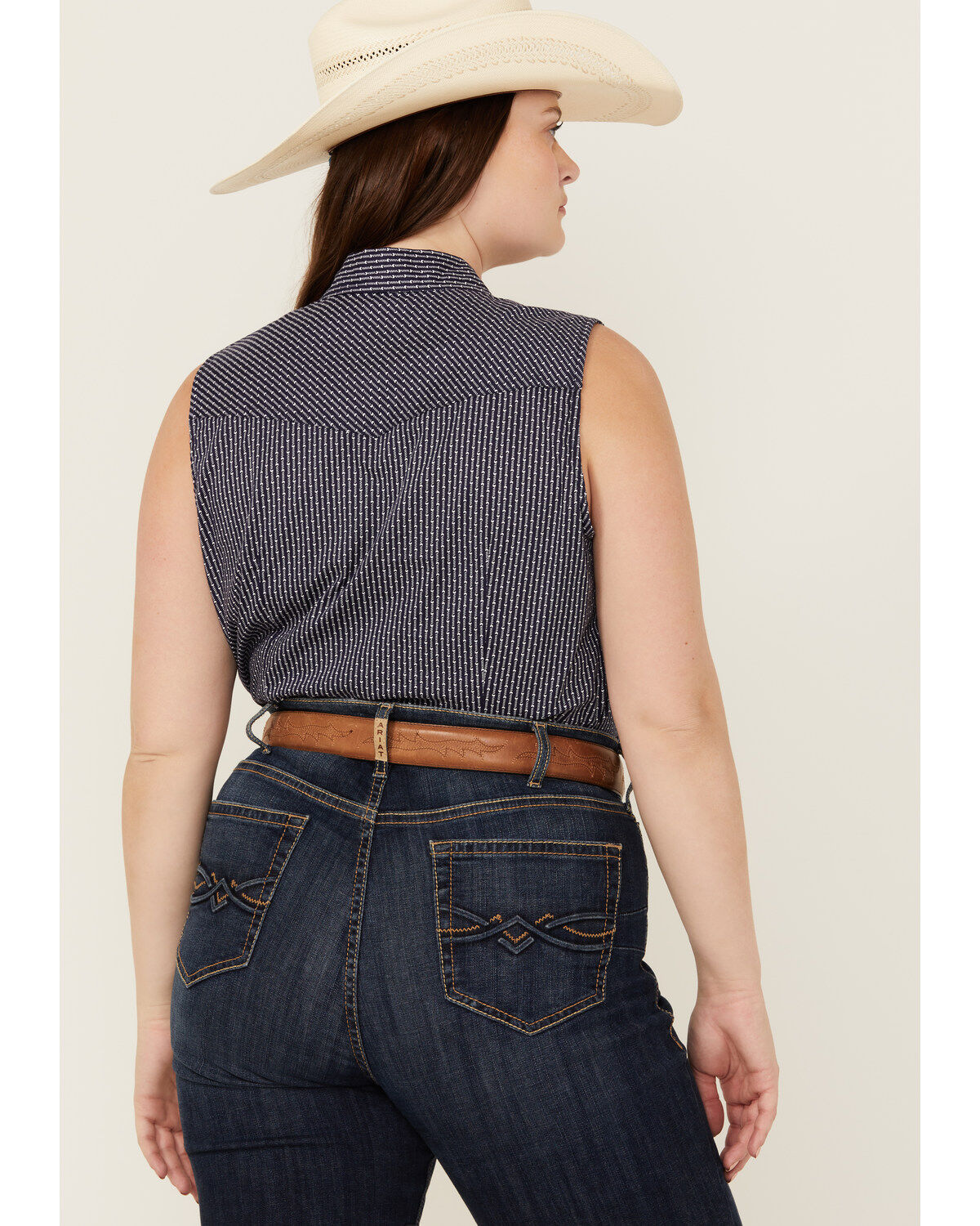 Roper Women's Amarillo Poplin Sleeveless Snap Western Shirt - Plus