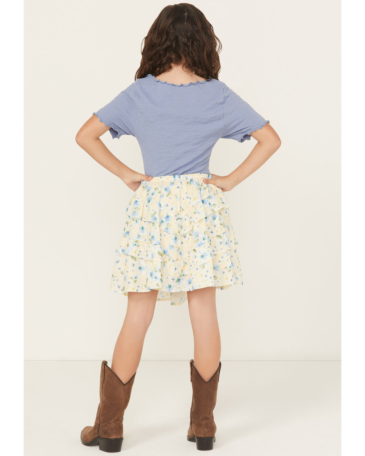 Trixxi Girls' Floral Print Ruffle Skirt