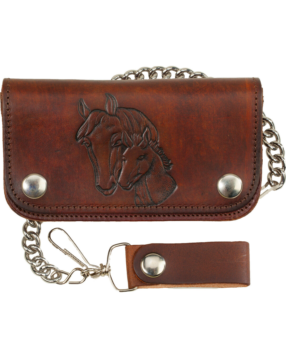 Western Express Men's 6" Leather Biker Horse Wallet