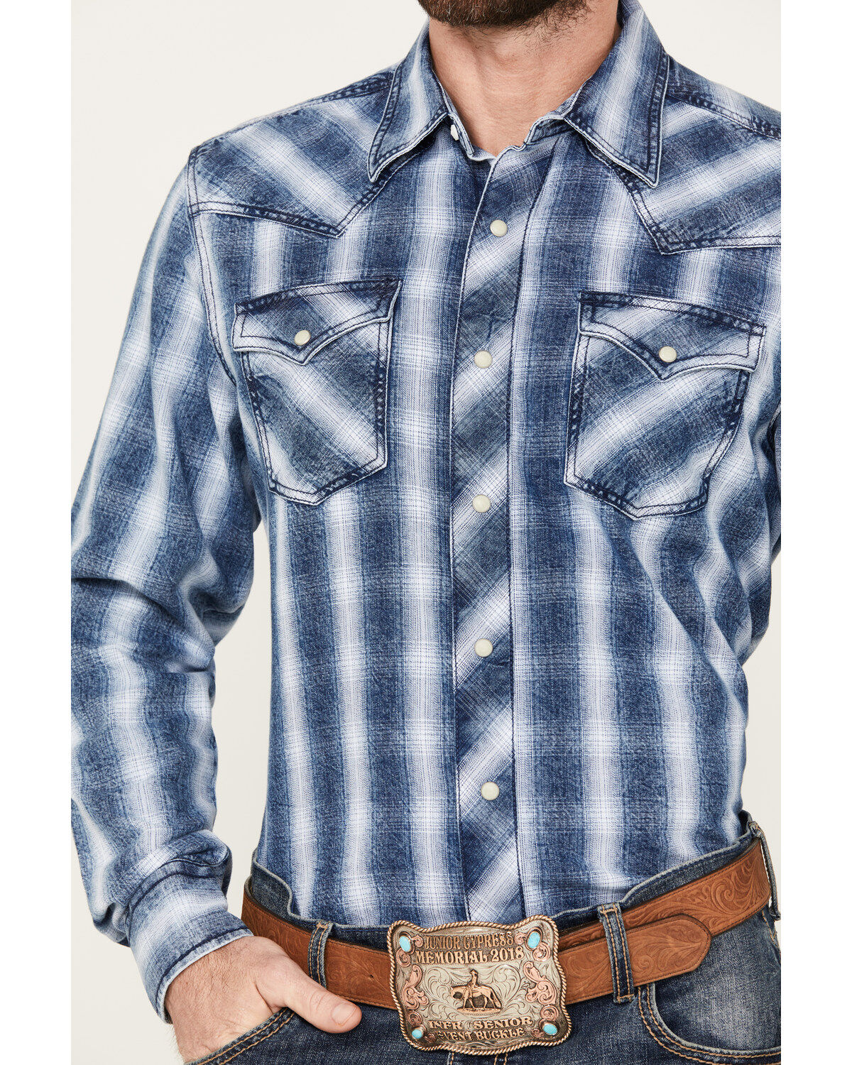 Wrangler Retro Men's Premium Striped Long Sleeve Snap Western Shirt